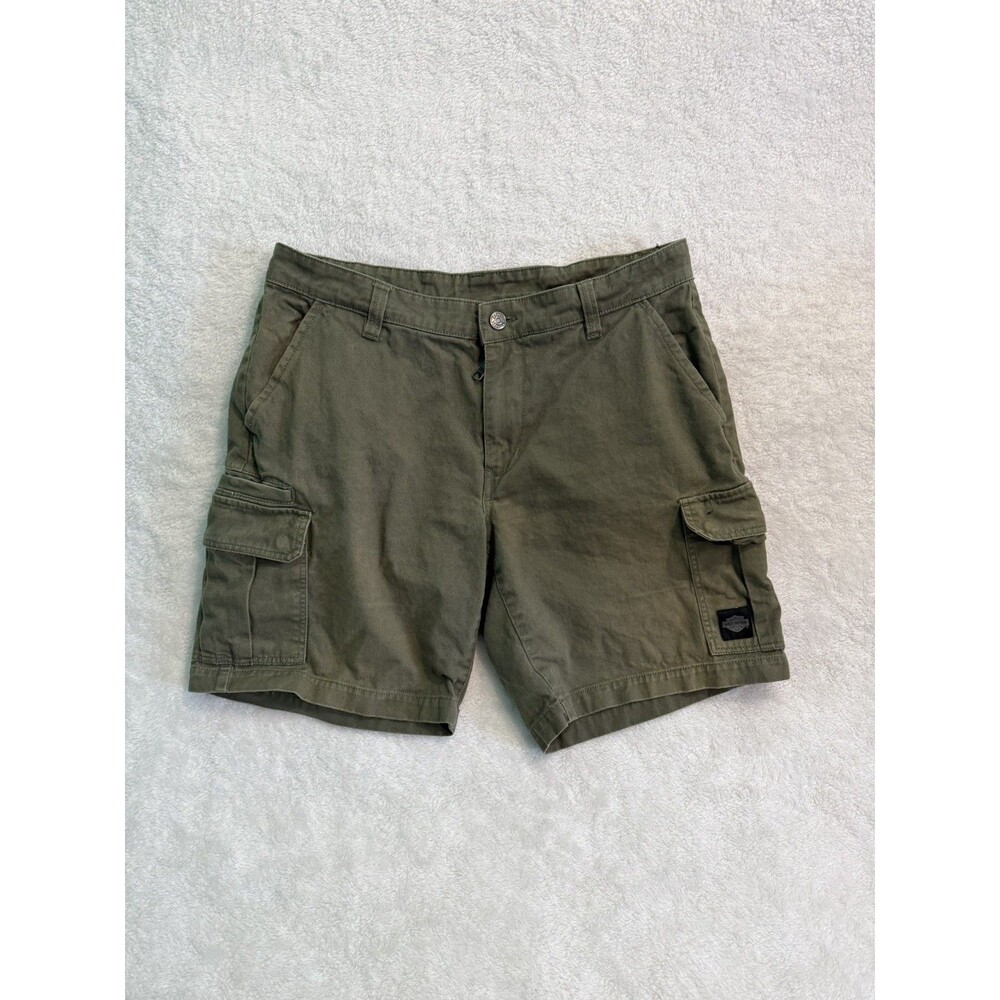 Harley Davidson Mens 33 Green Canvas Cargo Shorts 2022 Biker Motorcycle